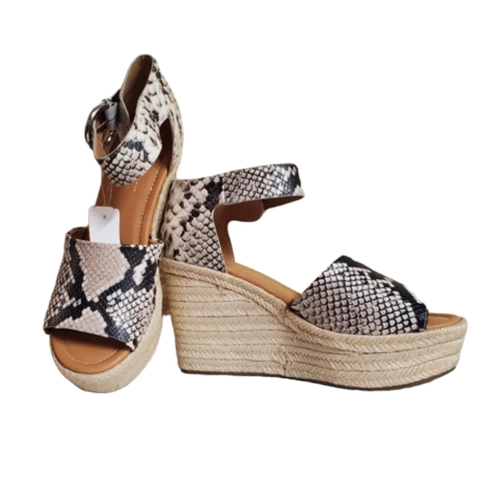 Nine West Adell Snake Espadrille Sandal Wedge Heel Size 7 M